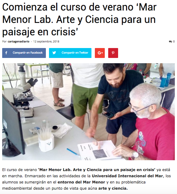 Start the summer course ‘Mar Menor Lab. Art and Science for a landscape in crisis’